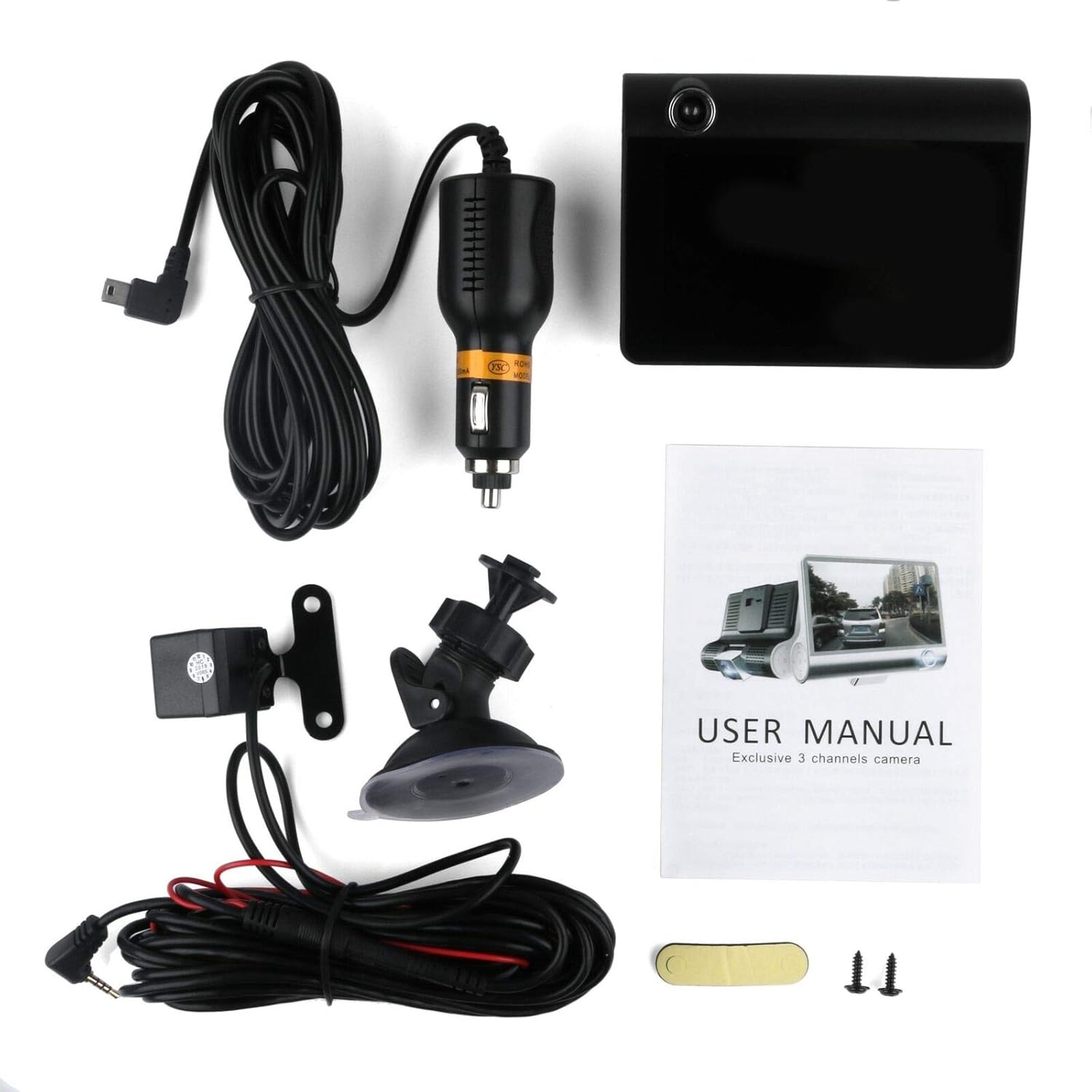 Dash Cam Front and Rear 4 Inch Full HD 170° Wide Angle with Night Vision A87212