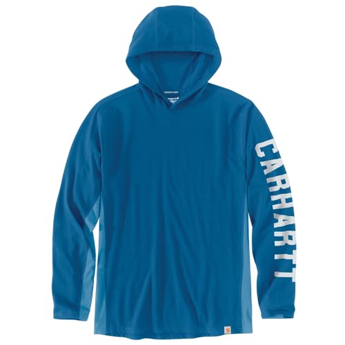 Carhartt Men's Force Relaxed Fit Midweight Long-Sleeve Logo Graphic Hooded T-Shirt