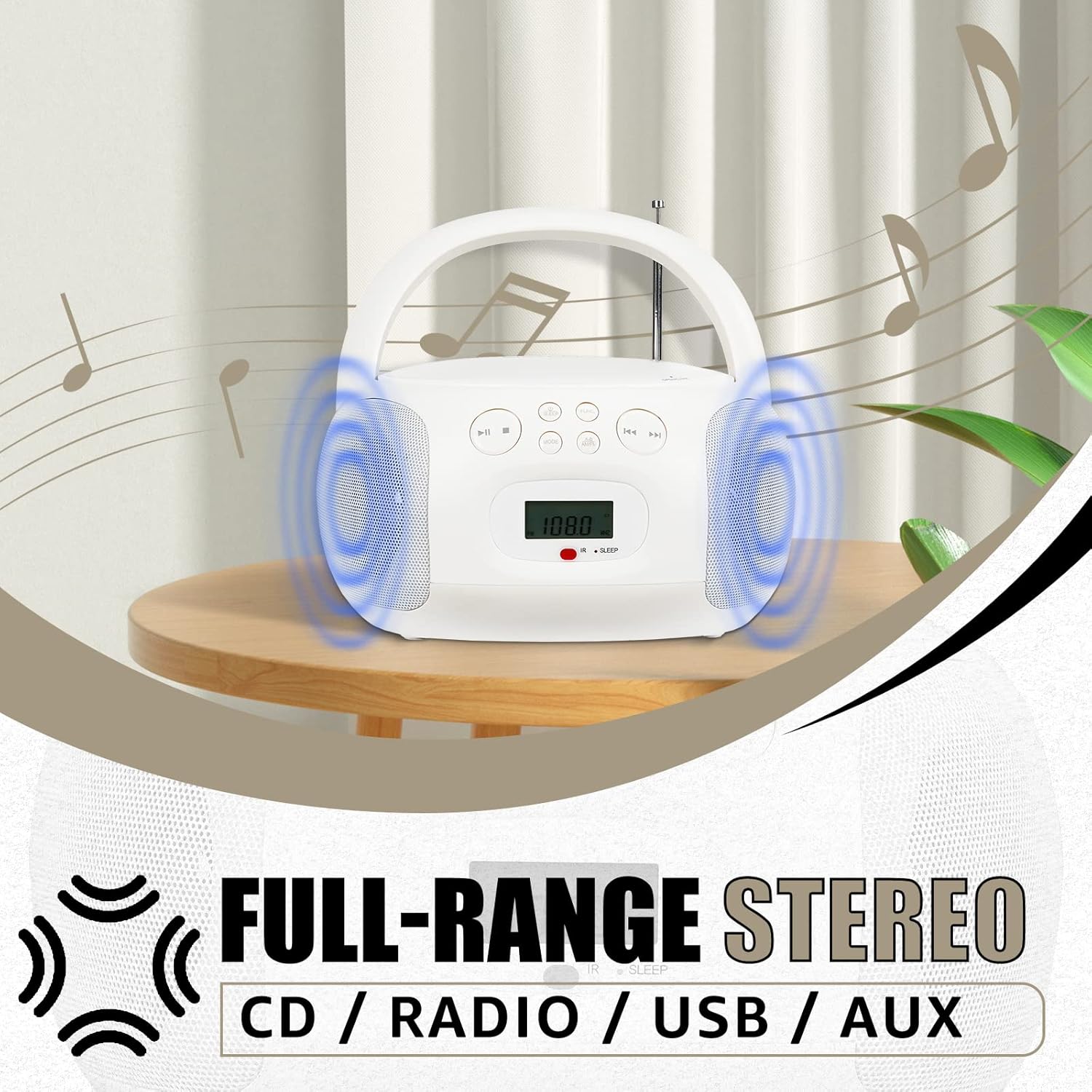 CD and Cassette Player Combo with Stereo Sound, Remote Control, Bluetooth, USB, AUX I500
