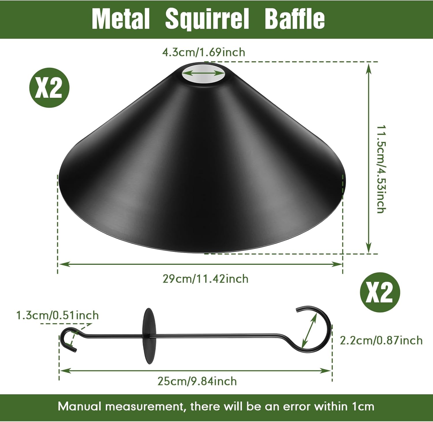 Metal Squirrel Baffle for Bird Feeder Pole, 12 Inch I688