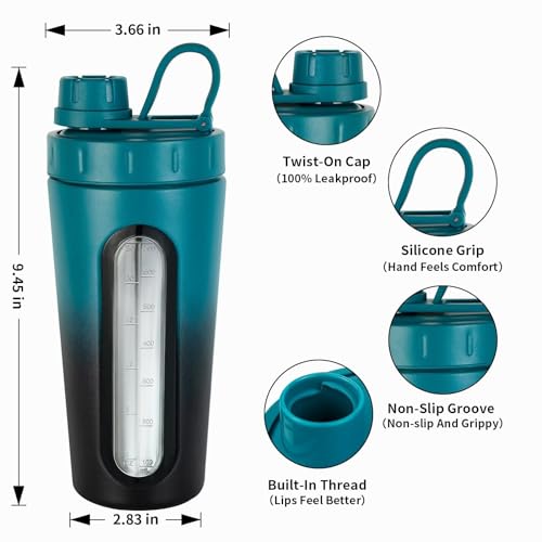 28 oz Stainless Steel Protein Shaker Bottle with 2 Shaker Balls M989221