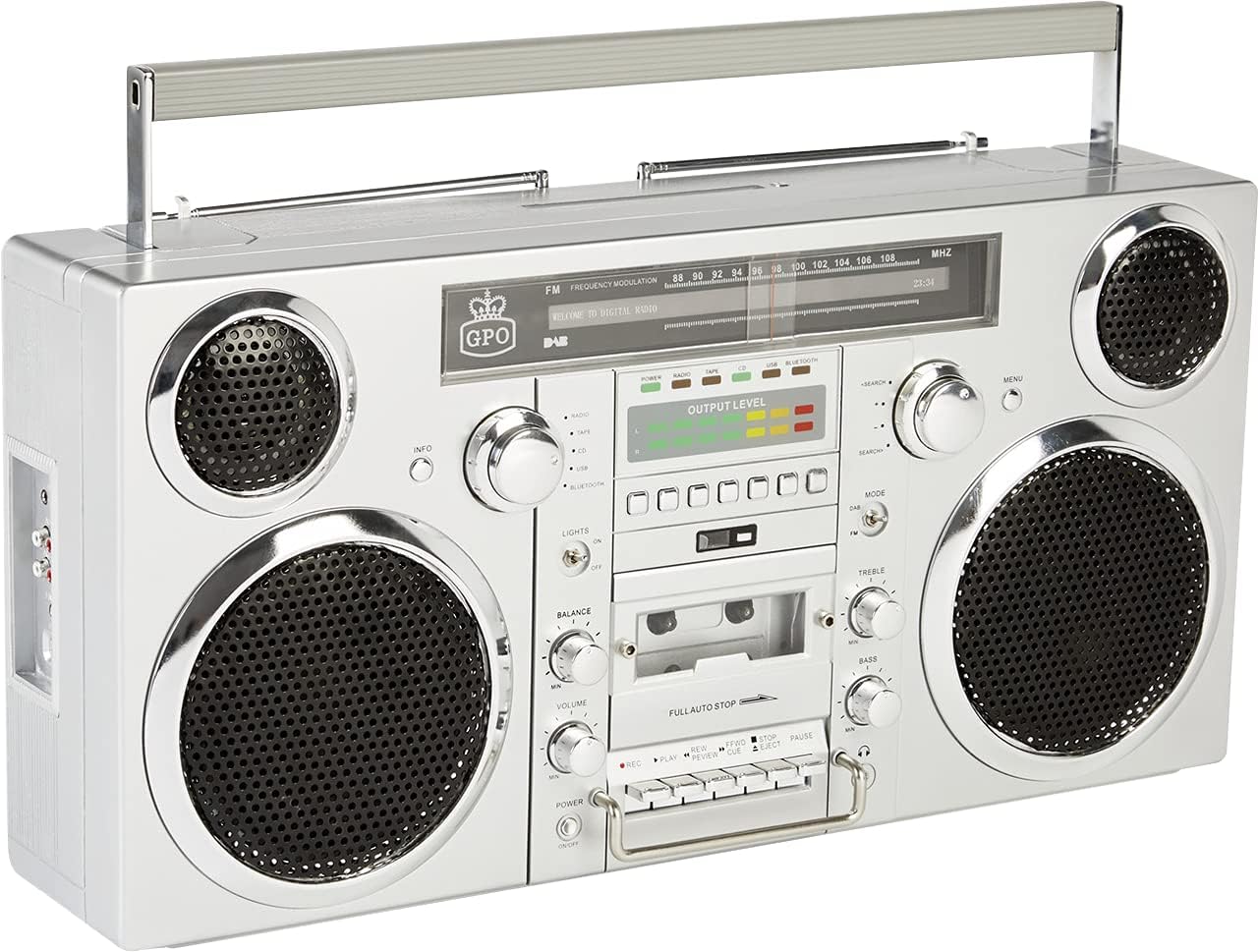 Portable Boombox with CD Player, Cassette Player, FM Radio, Bluetooth L800133