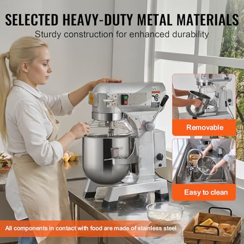Commercial Food Mixer 10Qt, 3 Speeds, 550W, Stainless Steel Bowl U322