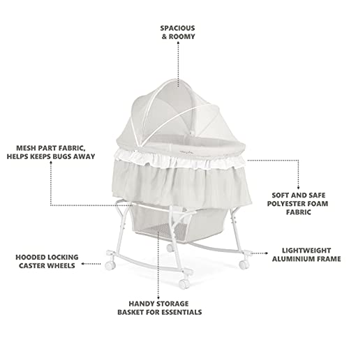Portable 2-in-1 Bassinet & Cradle with Storage Basket, Adjustable Canopy W937