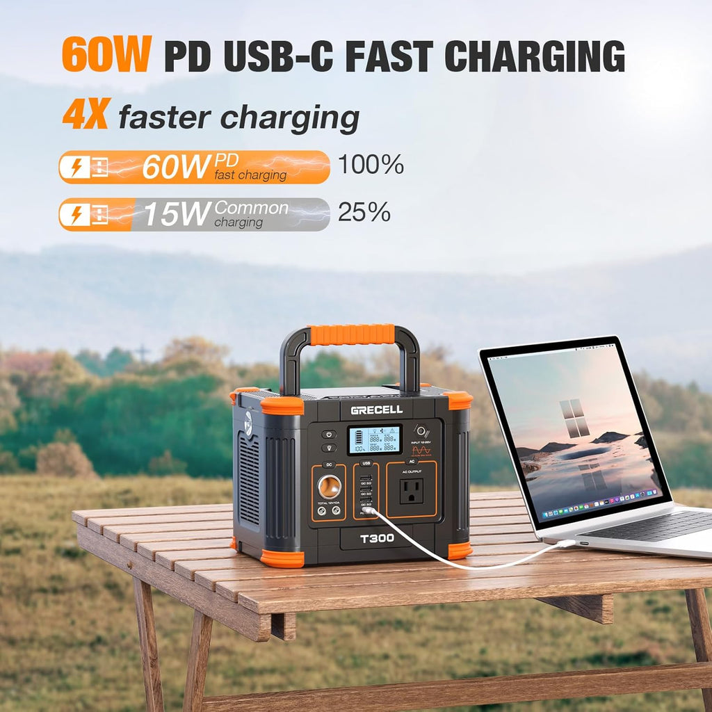Portable Power Station 300W with 80W Foldable Solar Panel, 288Wh Backup Lithium Battery Y78656