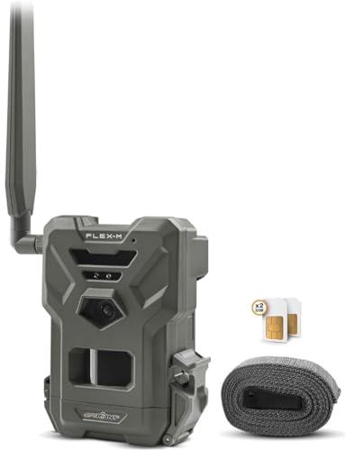 SPYPOINT FLEX-M Twin Pack Cellular Trail Cameras - Best Value in Hunting Accessories, No WiFi Needed, GPS, Night Vision, Dual-Sim LTE, IP65 Water-Resistant, 28MP Photos, 720p Videos + Sound (2)
