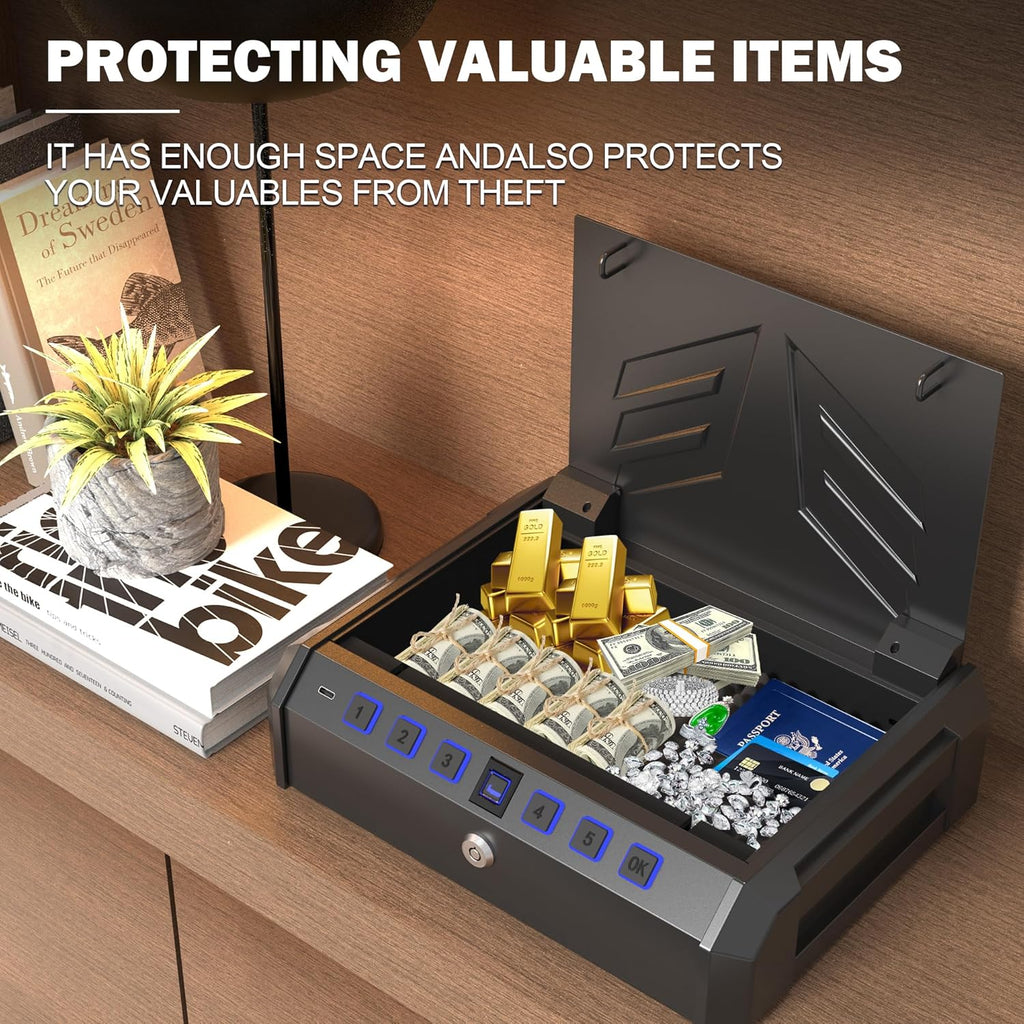 All Metal Quick-Access Pistol Safe with Fingerprint Lock I187935