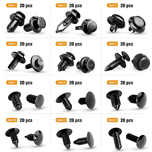 240PCS Bumper Retainer Clips Car Plastic Rivets Fasteners Push Retainer Kit Auto Push Pin Rivets Set L9665