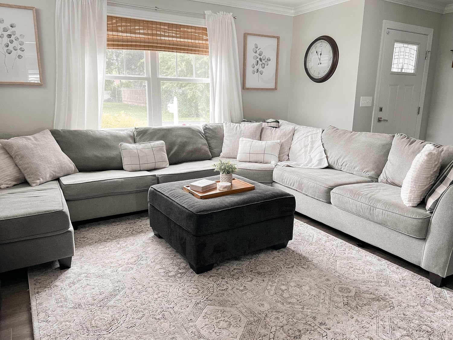 Moroccan Farmhouse Area Rug - Boho Vintage Distressed - Beige Gray Brown Cream H285