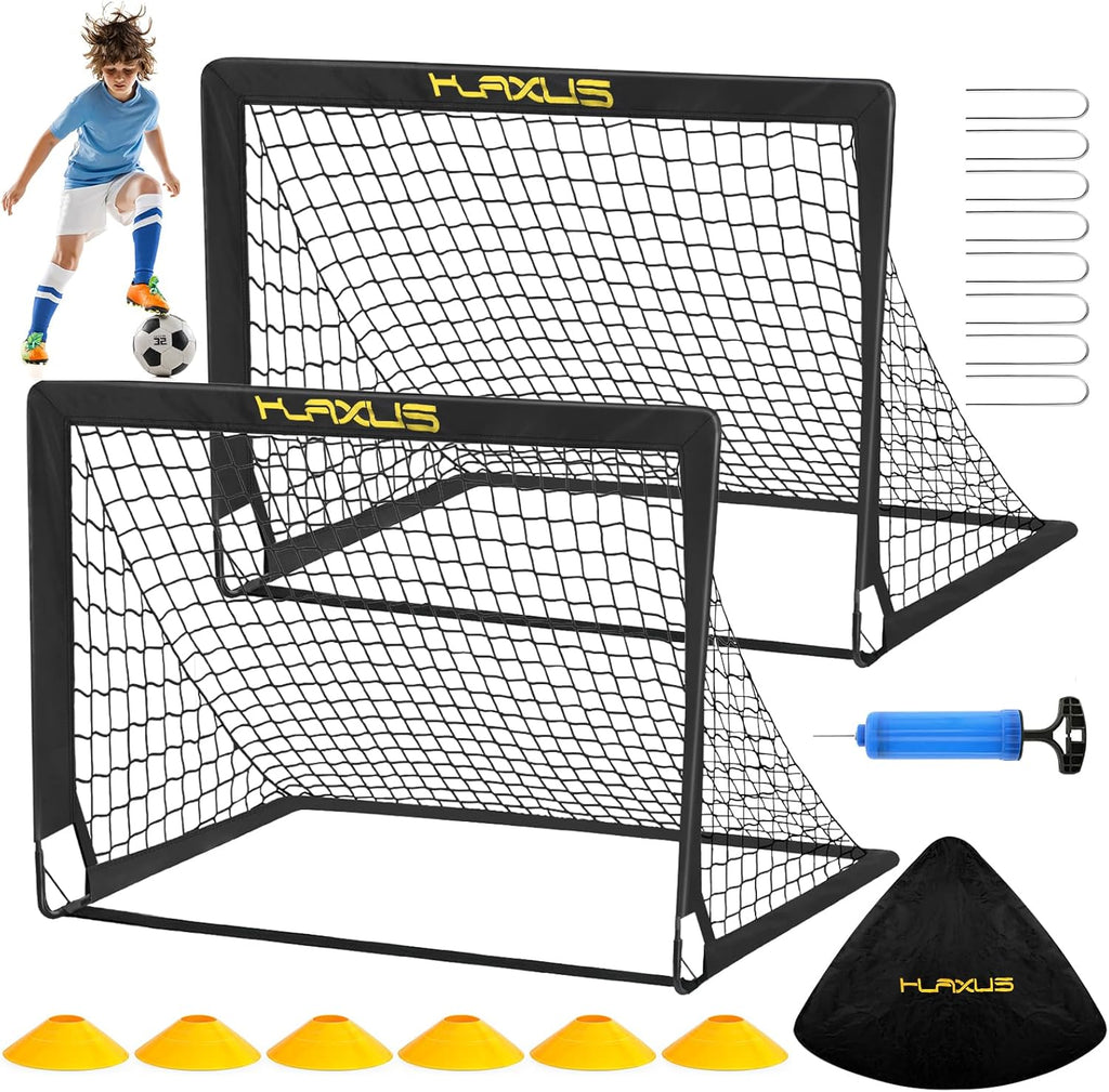 Soccer Goals for Backyard, 2 Set Kids 4x3 ft Portable Soccer Training Equipment, Pop Up Soccer Net with Soccer Ball for Kids Toddler Youth Adult Indoor Outdoor Sports Games