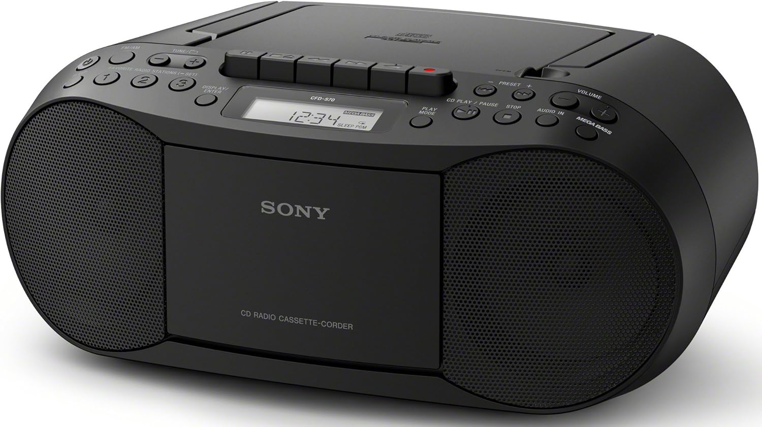 CD/MP3 Cassette Boombox with AUX, Black R141