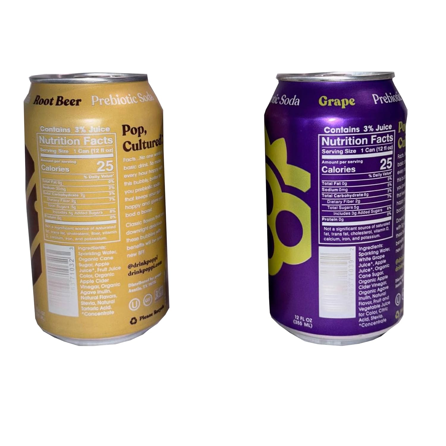 Prebiotic Soda Variety Pack 12 fl oz, 8-Pack, Low Calorie & Low Sugar C86039
