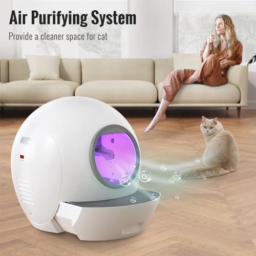 Automatic Self Cleaning Cat Litter Box for Multi Cats, 60L with Safety Protection H74738