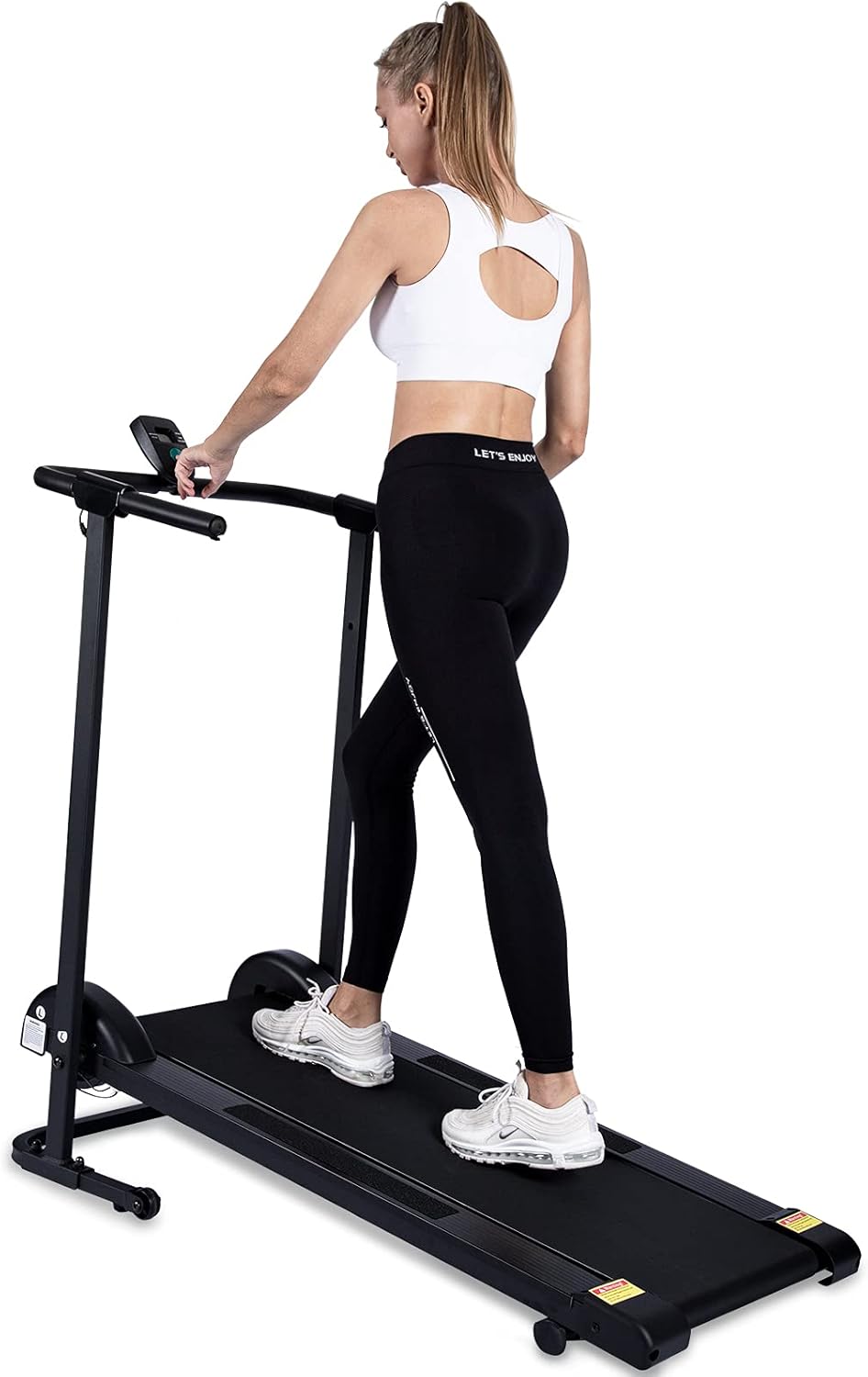 Foldable Manual Treadmill with 10° Incline for Home Walking Running O77579