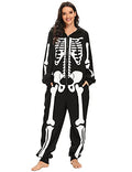 Adult Halloween Skeleton Costume Unisex Skeleton Plush Pajamas Onesie Cozy One Piece Cosplay Costumes for Women