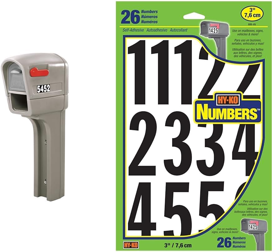 Step2 MailMaster Plus Mailbox, Easy to Install, Mailboxes for Outside, Heavy-Duty, Weather Resistant, Stone Gray & Hy-Ko Prod. MM-4N26 Boat Number Assortment