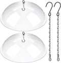 2 Pcs Bird Feeders Protective Cover Clear Squirrel Baffle Bird Feeder Squirrel Guard Round Protective Dome Rain Protective Cover with Chains for Hanging Bird Feeders Outdoor Garden - 10''
