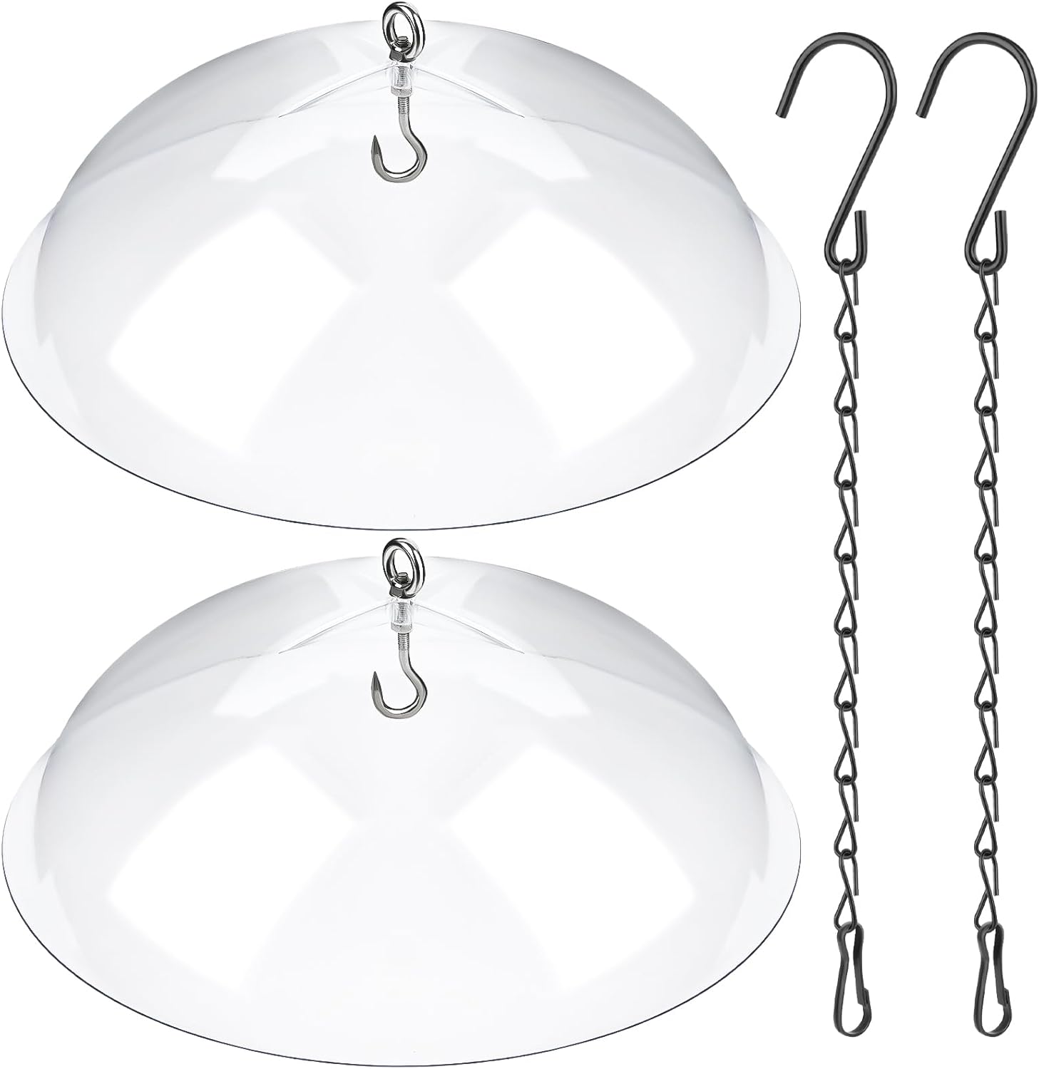 2 Pcs Bird Feeders Protective Cover Clear Squirrel Baffle Bird Feeder Squirrel Guard Round Protective Dome Rain Protective Cover with Chains for Hanging Bird Feeders Outdoor Garden - 10''