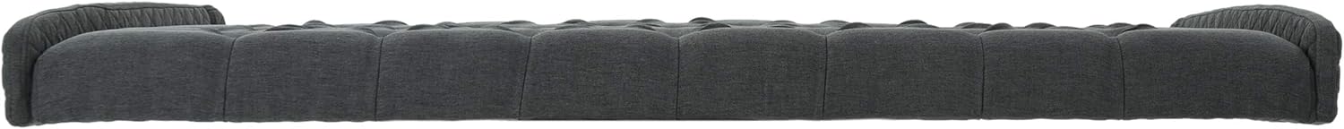 Wingback Tufted Fabric Headboard, Queen / Full, Dark Gray / Black T61067
