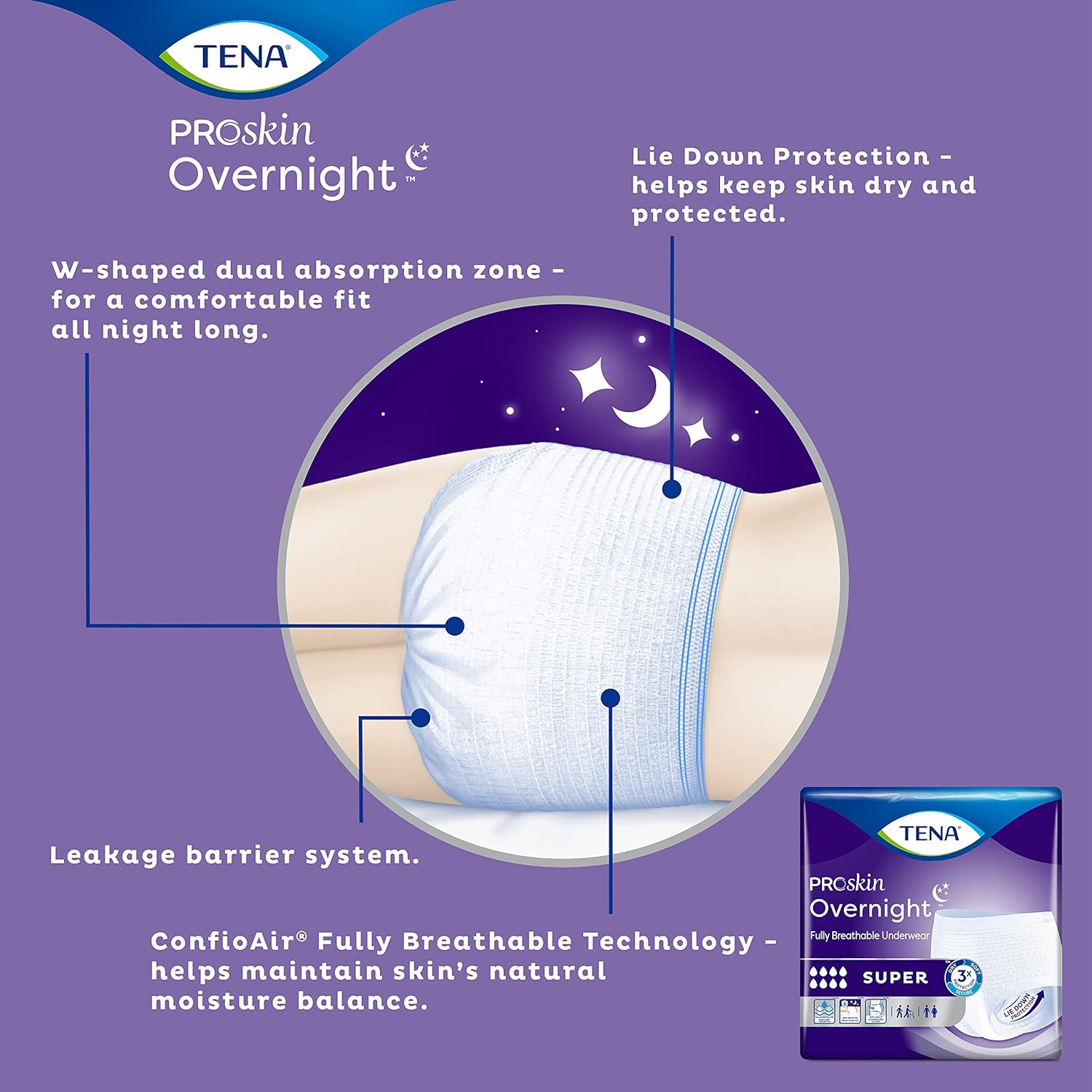 Overnight Super Protective Incontinence Underwear, Heavy Absorbency, Unisex, Large, 14 Count T96702