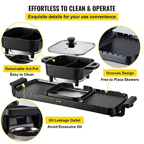 Electric Grill Hot Pot 2 in 1, Non-Stick Indoor Korean BBQ Y426336