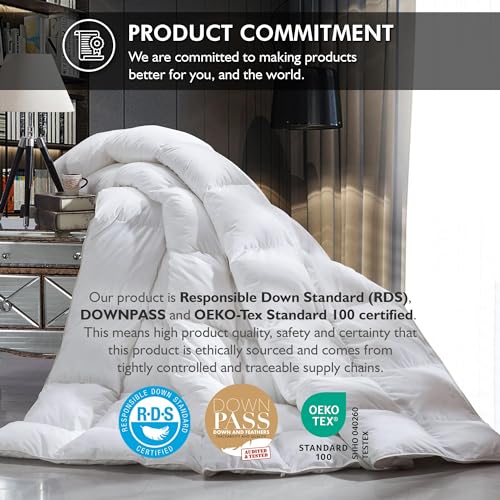 Oversized King Goose Down Fiber Comforter Duvet with Egyptian Cotton Cover V6091