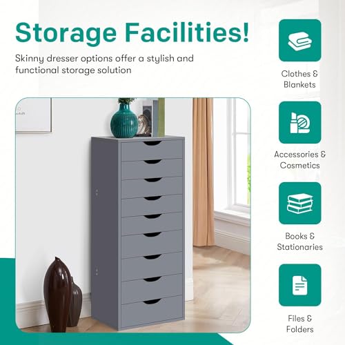 9 Drawer Chest Wood Storage Dresser Cabinet for Bedroom Office Y67824