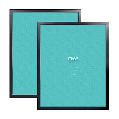 LaVie Home 22 x 28 Poster Frame 2 Packs Black, Display Pictures 18x24 with Mat or 22x28 Without Mat, Horizontal or Vertical Wall Gallery Poster Frames with High Definition Plexiglass Suitable for