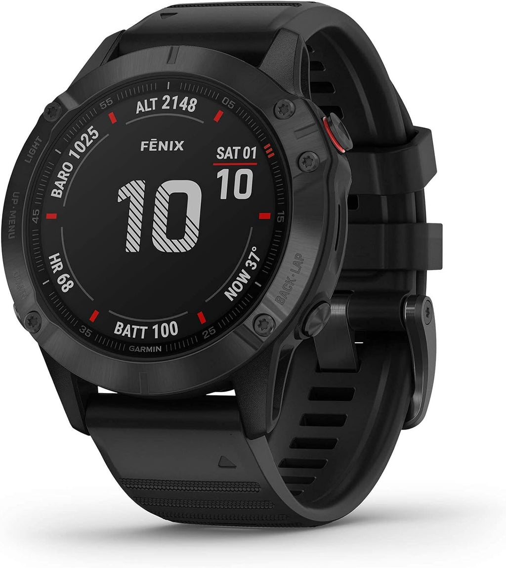 Garmin Fenix 6 Pro, Premium Multisport GPS Watch, Features Mapping, Music, Grade-Adjusted Pace Guidance and Pulse Ox Sensors, Black (Renewed)