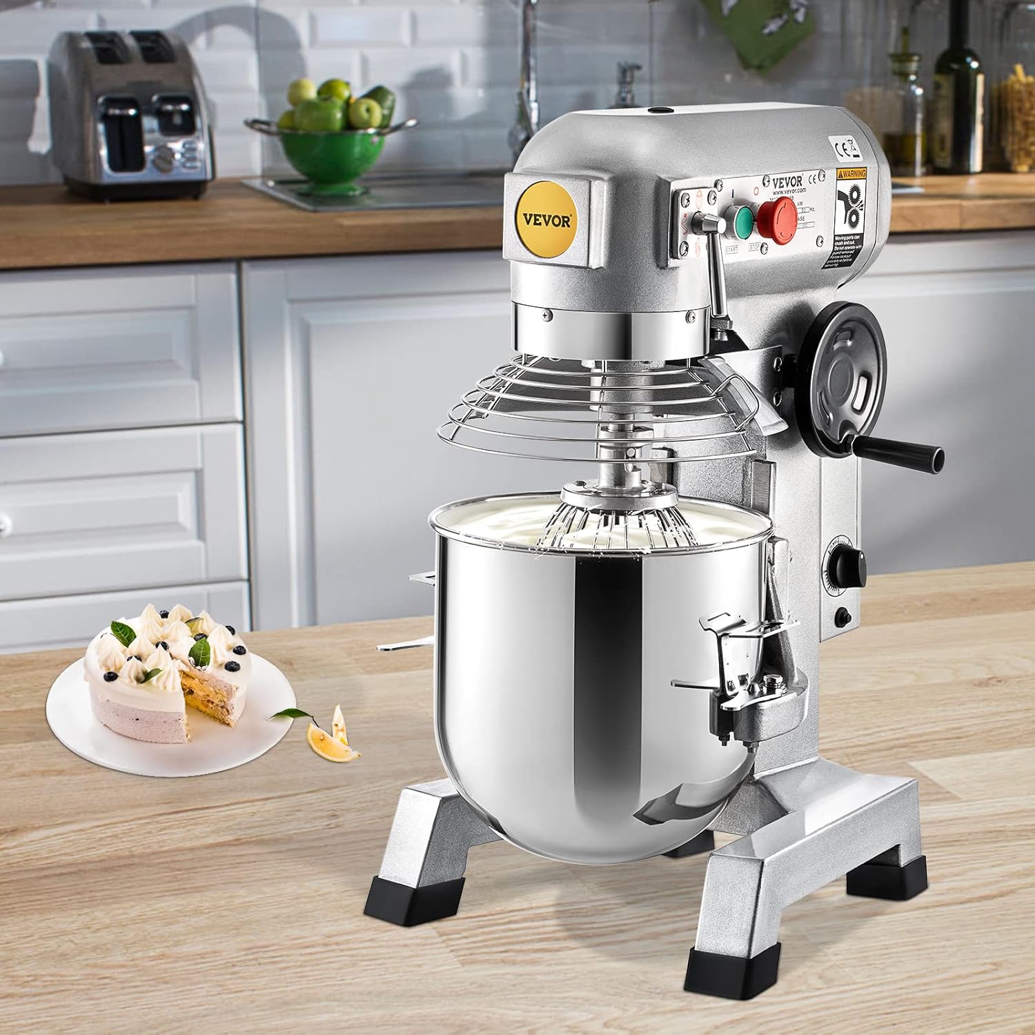 Commercial Food Mixer 10Qt Stainless Steel Bowl, 450W Stand Mixer with 3 Speeds F9570