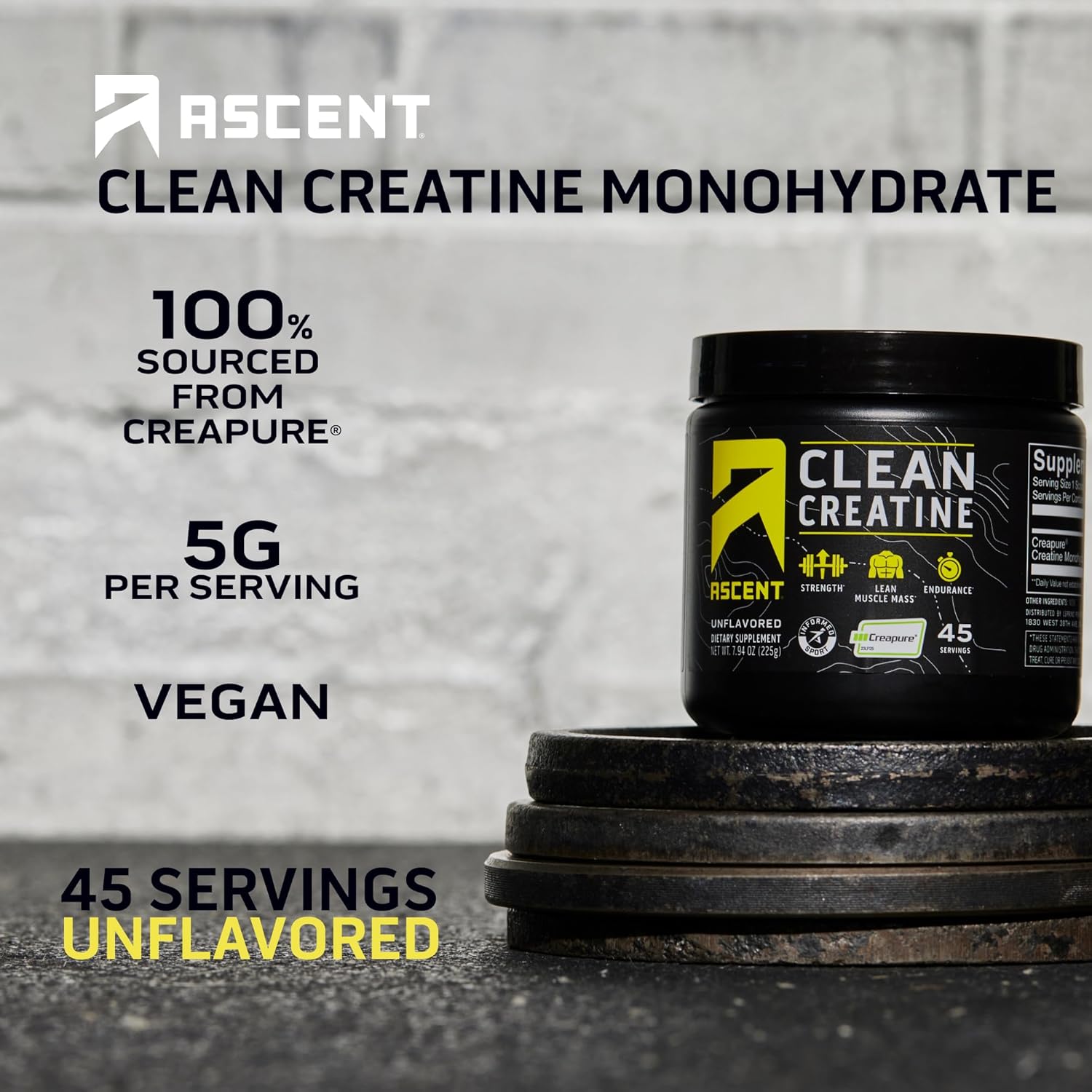 Creatine Monohydrate Powder, Unflavored, 45 Servings F4182