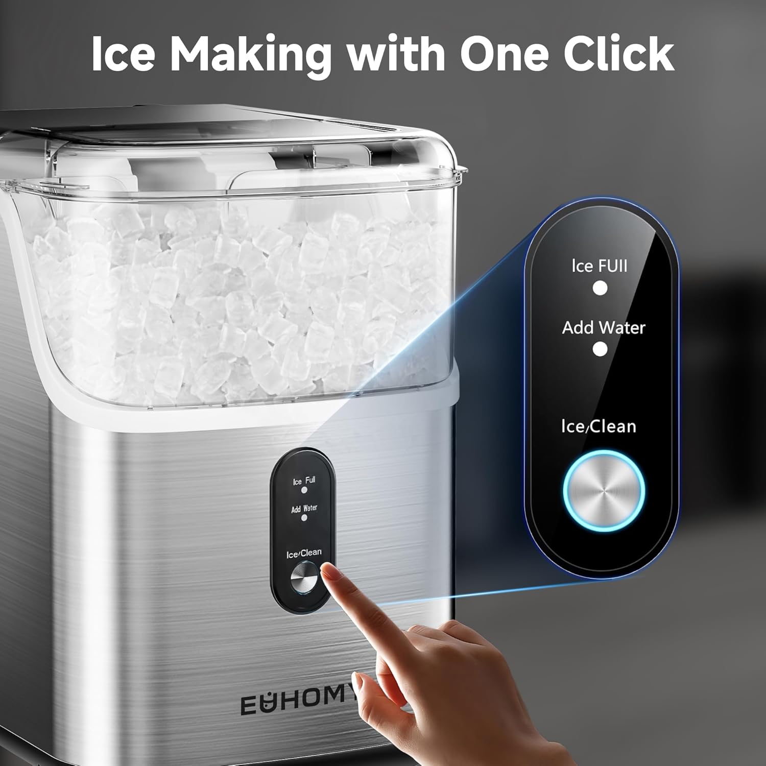 Nugget Ice Maker Countertop, 34lbs/24H Soft Pellet Ice with Self-Cleaning, Ice Scoop and Basket R8472