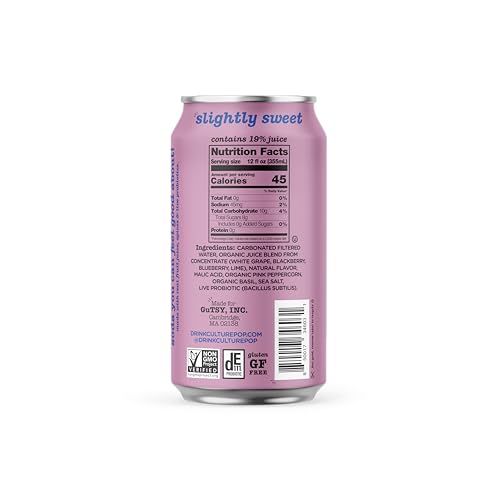 Sparkling Probiotic Soda, Vegan Gut Health Drink, No Added Sugar, 12 Pack T6054