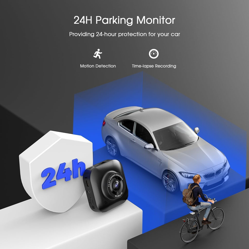 4K/1080P Dual Dash Camera, Front and Rear, Wi-Fi, Night Vision, Parking Mode W825410