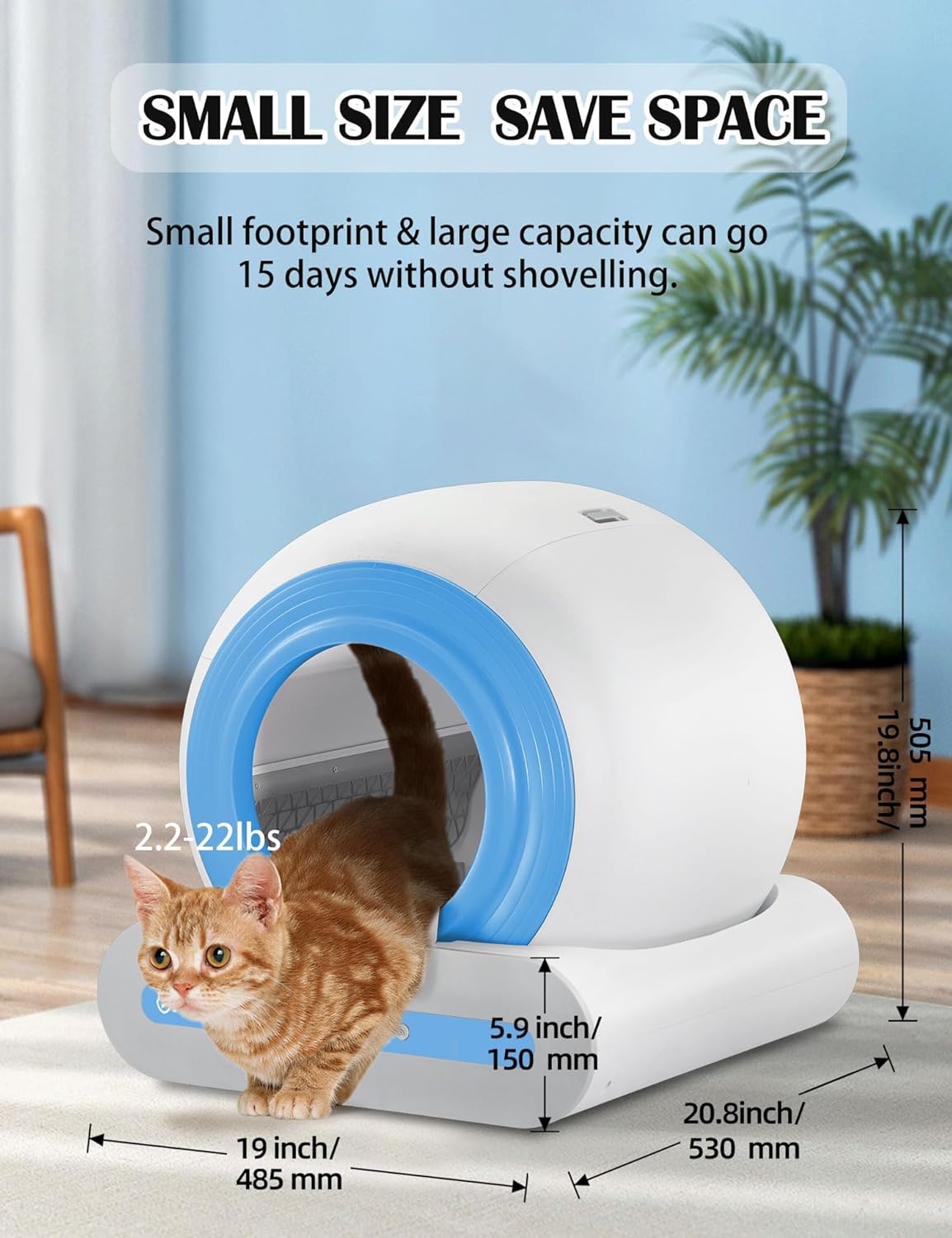 Automatic Self Cleaning Cat Litter Box with App Odor Control H7220