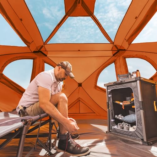 4 Person Instant Pop Up Cabin Tent, Weather Resistant Camping Hub Tent with Rain Fly and Carry Bag P83508
