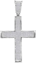 Sonia Jewels 10k White Gold Mens Round Diamond Roman Cross Charm Pendant 1-3/8 Cttw
