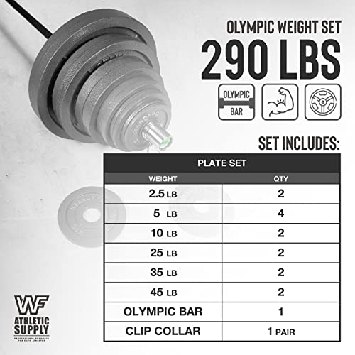 Olympic Weight Plates Set with 7 ft. Barbell for Strength Training U808