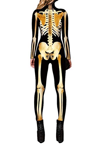 Women's Skeleton One-Piece Swimsuit Costume with Zip-Back Z324420