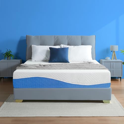 Olee Sleep King Mattress, 10 Inch Gel Memory Foam Mattress, Gel Infused for Comfort and Pressure Relief, CertiPUR-US Certified, Bed-in-a-Box, Medium Firm, Grey, King Size