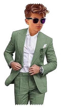 Boys Linen Suits boys 2 piece suit Jacket Pant Tuxedo Casual boys formal suit for Beach Wedding Dresswear Outfit