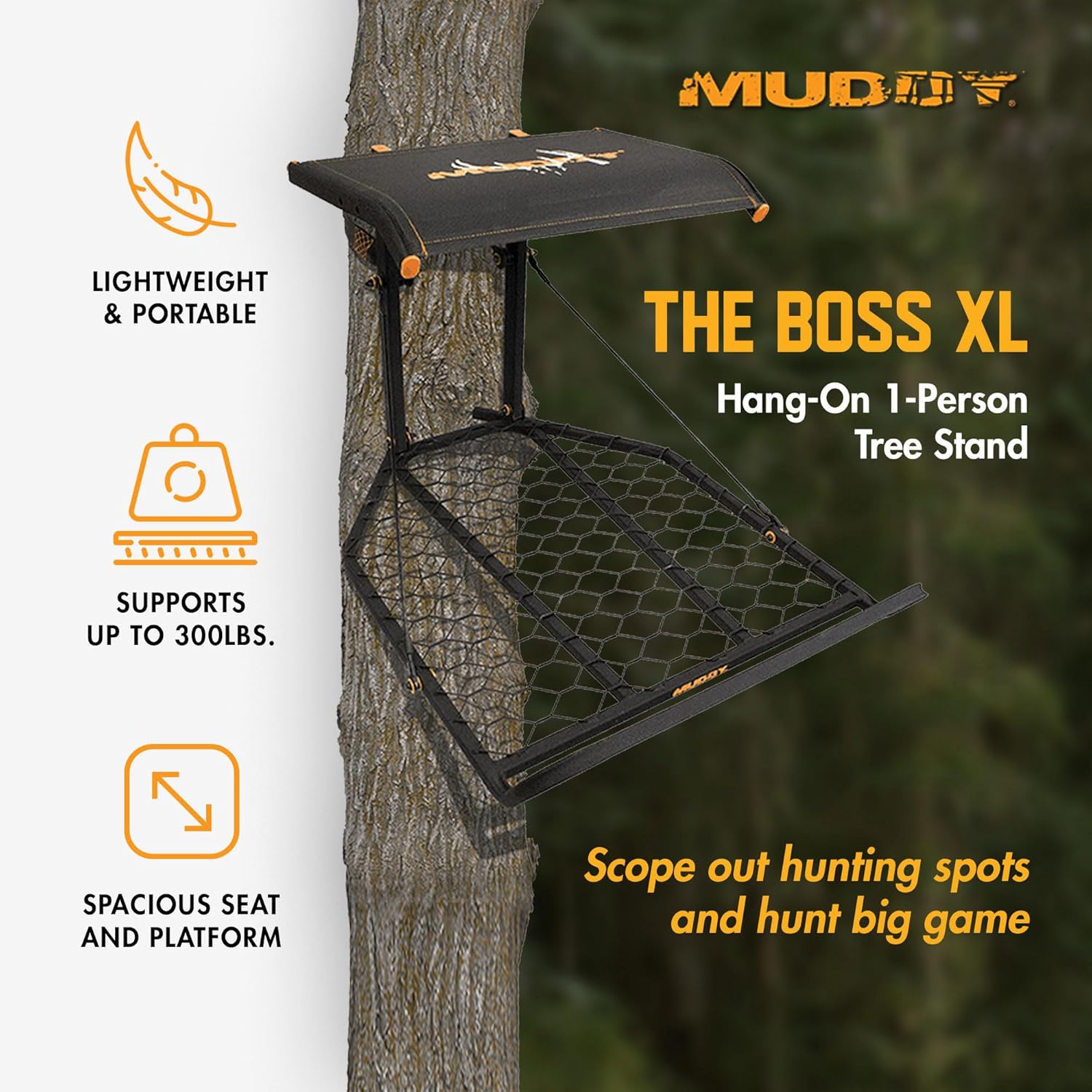 Hang-on Outdoor Hunting Tree Stand with Wide Platform and Fixed Footrest W5052
