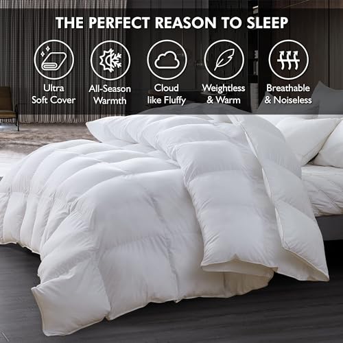 Oversized King Goose Down Fiber Comforter Duvet with Egyptian Cotton Cover V6091