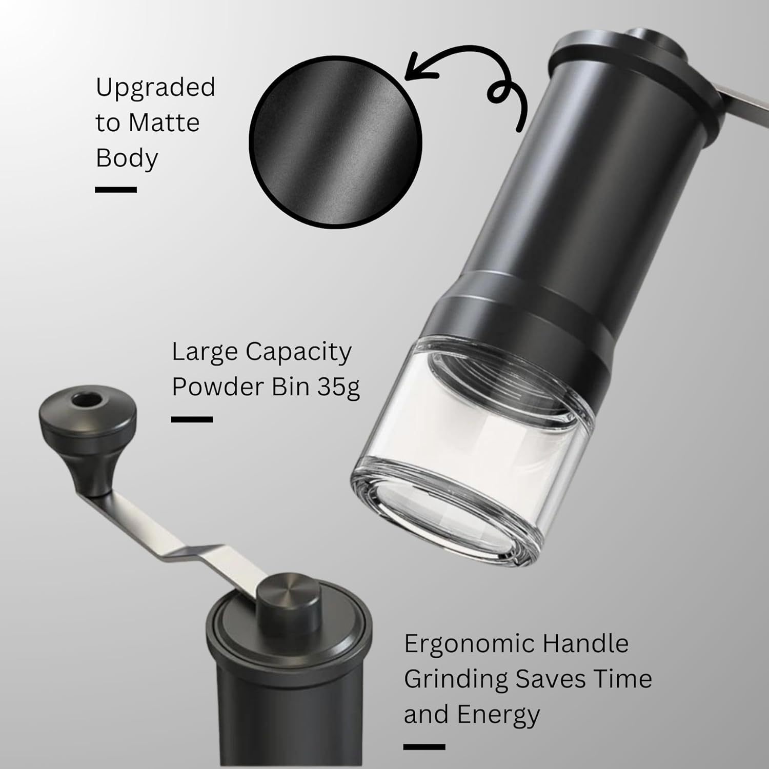 Adjustable Manual Coffee Grinder with Ceramic Burr for Home, Travel, Camping L1227