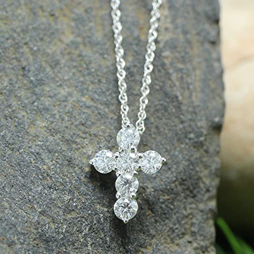 1/2 Carat Round Cut Moissanite Cross Pendant Necklace with 18" Chain F611