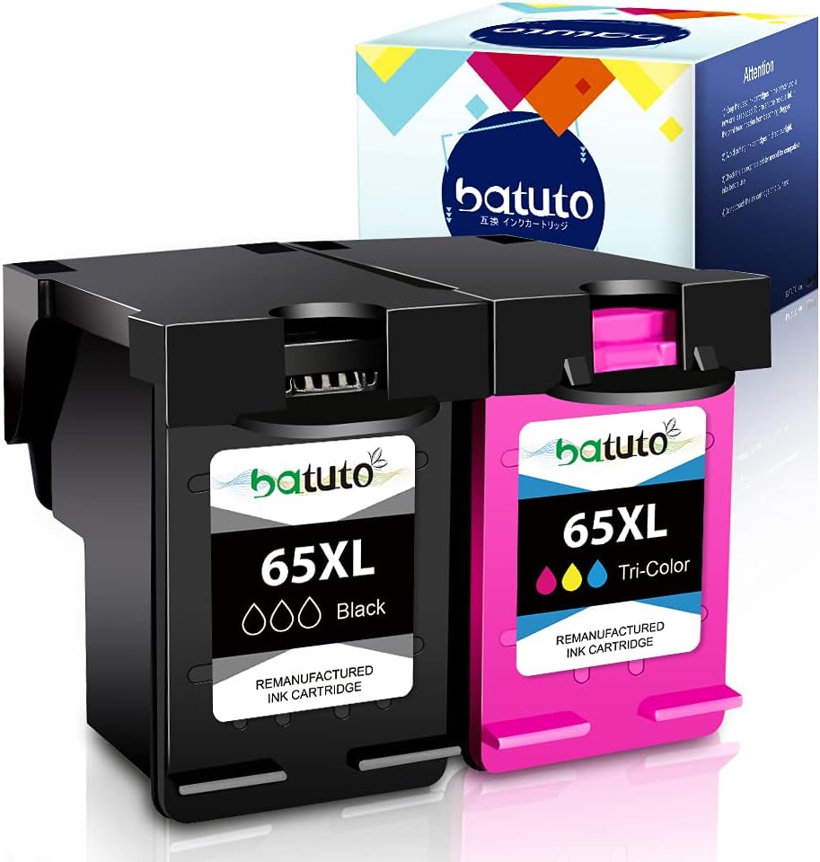 65 Ink Cartridges Black and Color Combo Pack Ink Cartridge Replacement for HP 65 Black Ink Cartridge for DeskJet 3755 2655 3700 3720 3730 3735 2622 2624 2652 Envy 5055 5052 5058 for HP Ink 65