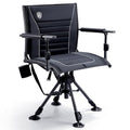 EVER ADVANCED 360° Silent Swivel Hunting Chair for Blinds, Adjustable Folding Hunting Seats for Outdoor Activities, Fishing, Support 300lbs, Black