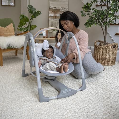 2-in-1 Portable Baby Swing & Infant Seat with Vibrations and Nature Sounds T7354