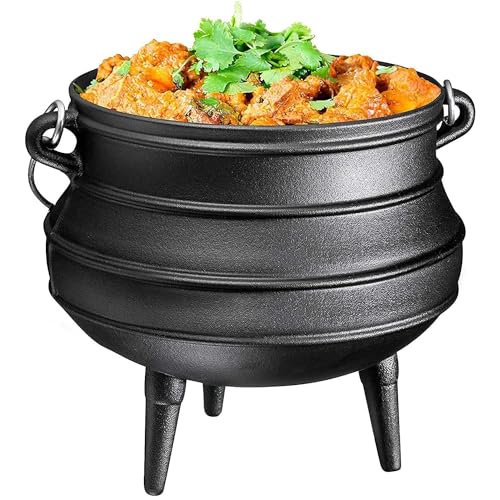 Pre-Seasoned Cast Iron Cauldron with Lid, 3 Legs, 10 Quarts U150