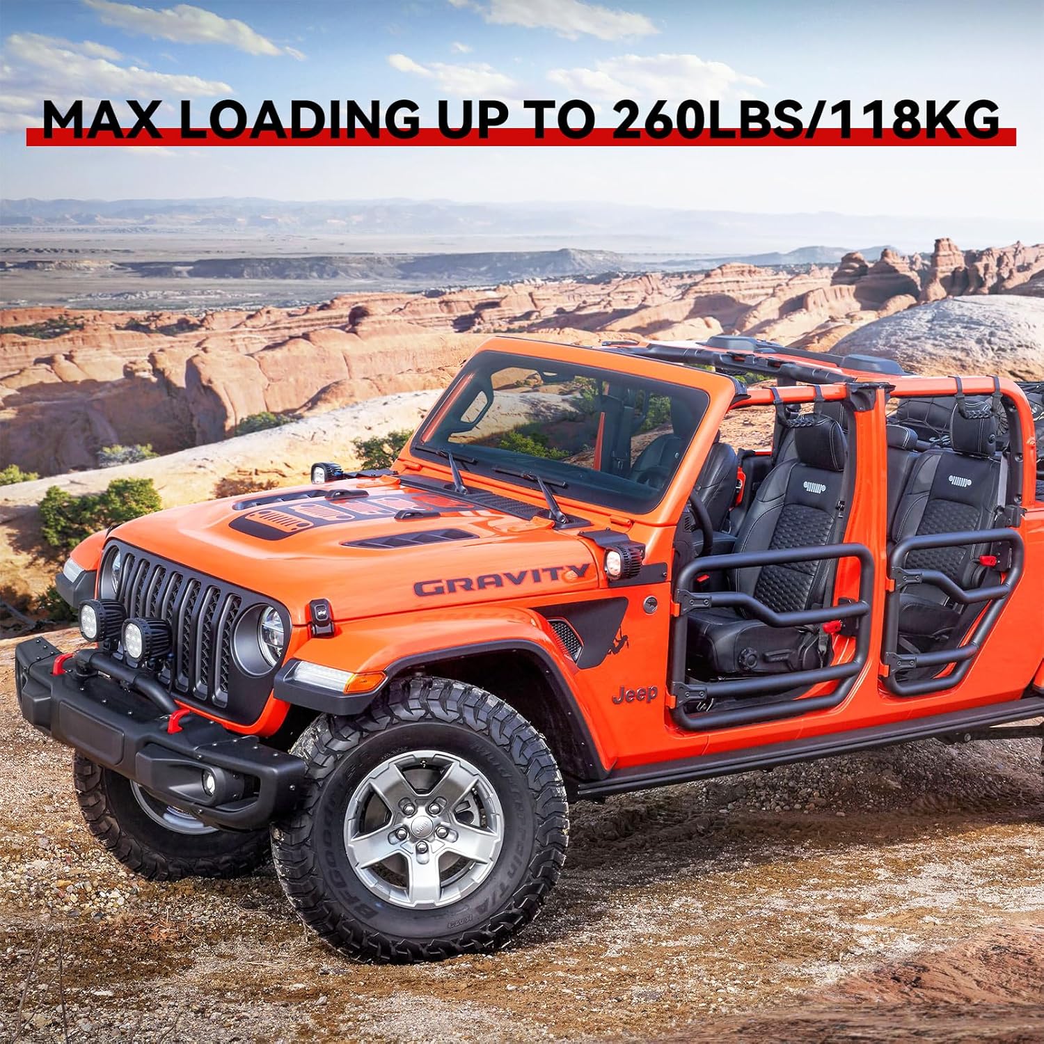Roof Rack Cross Bars for Jeep Gladiator 2020-2023 & Wrangler 2007-2023, Heavy Duty Aluminum, Max Load 260lbs P648